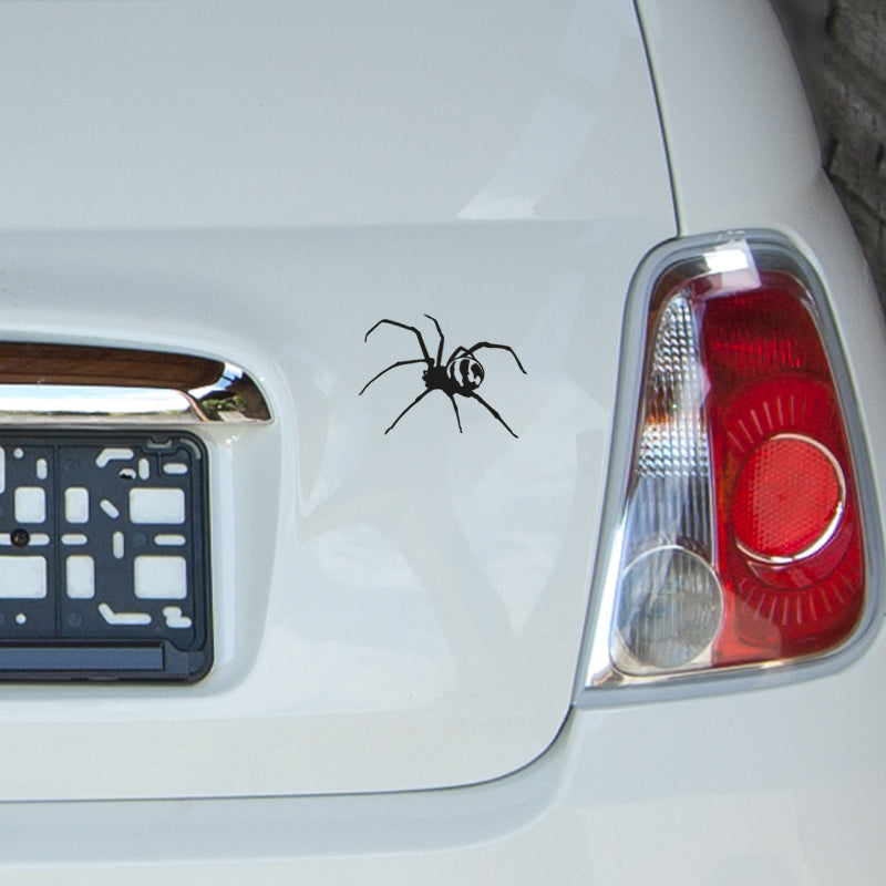 Ansicht Aufkleber Spinne auf dem Heckdeckel eines Autos