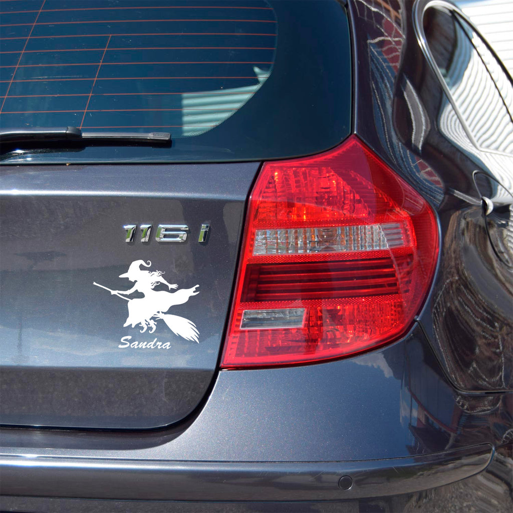 Hexe auf Besen Autosticker