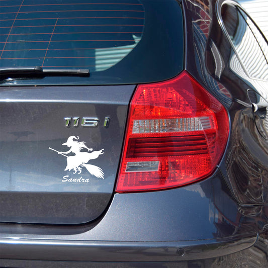 Hexe auf Besen Autosticker