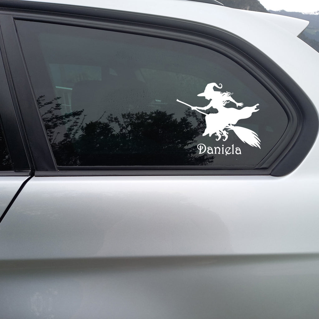 Hexe auf Besen Autosticker