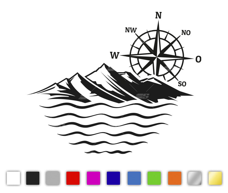 Kompass - Meer und Berge Autosticker