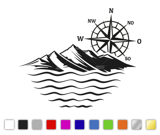 Kompass - Meer und Berge Autosticker