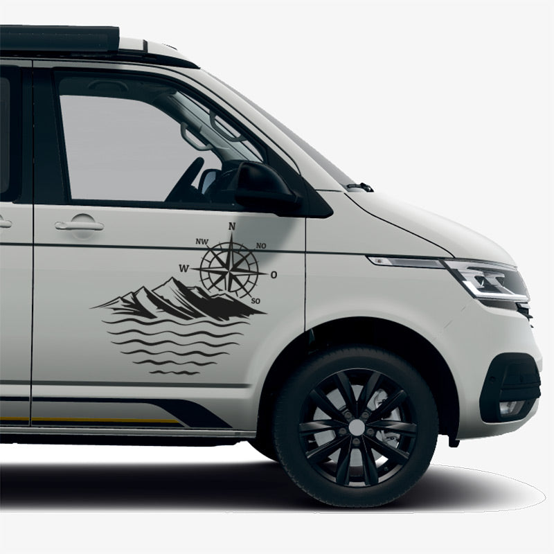 Kompass - Meer und Berge Autosticker