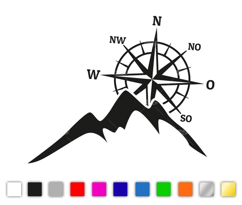 Kompass und Berge Autosticker