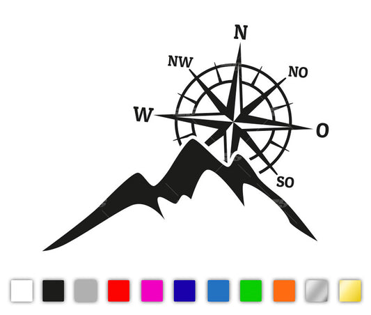Kompass und Berge Autosticker