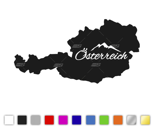 Österreich Landkarte mit Schriftzug Autosticker