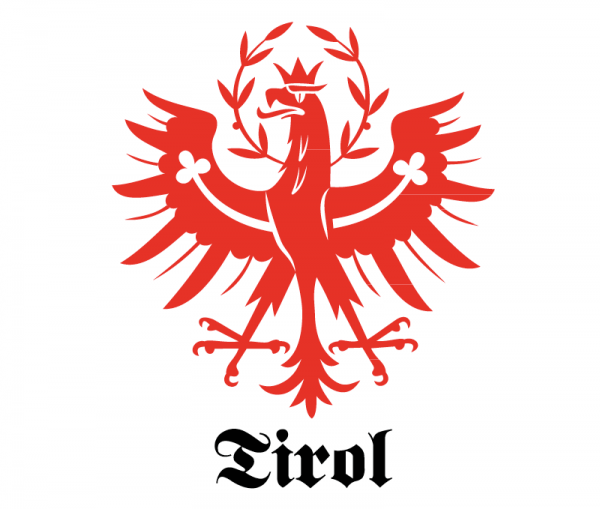 Autosticker Tirol Wappenschild mit Tiroler Adler bicolor rot glänzend und schwarz glänzend