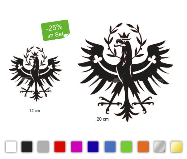 Autoaufkleber SET KLEIN mit 2 Stk. Tiroler Adler Wunschfarbe konturgeschnitten