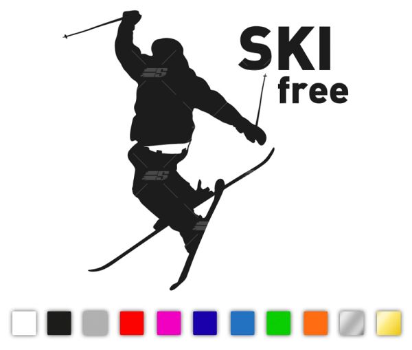 Skiifahrer "ski free" Auto Aufkleber konturgeschnitten aus Premium Autofolie