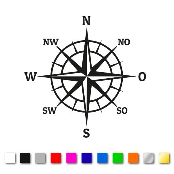 Autosticker "Reise - Kompass" konturgeschnitten aus Premium Autofolie in vielen Farben und Größen