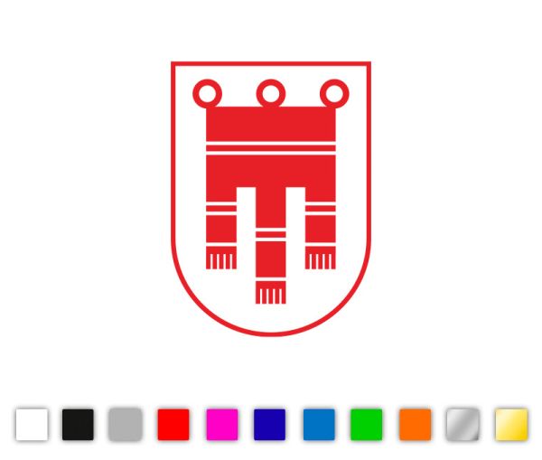 Autosticker Vorarlberg Wappen 1-färbig, konturgeschnitten, in vielen Farben
