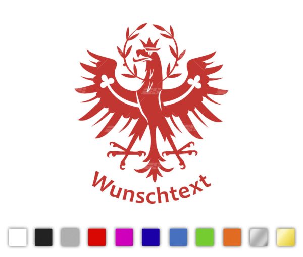 KFZ-Aufkleber Tiroler Adler Wunschtext konturgeschnitten aus Premium Autofolie
