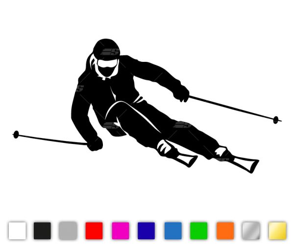 Autosticker Skifahrer in verschiedenen Farben und Größen konturgeschnitten aus Premium Autofolie