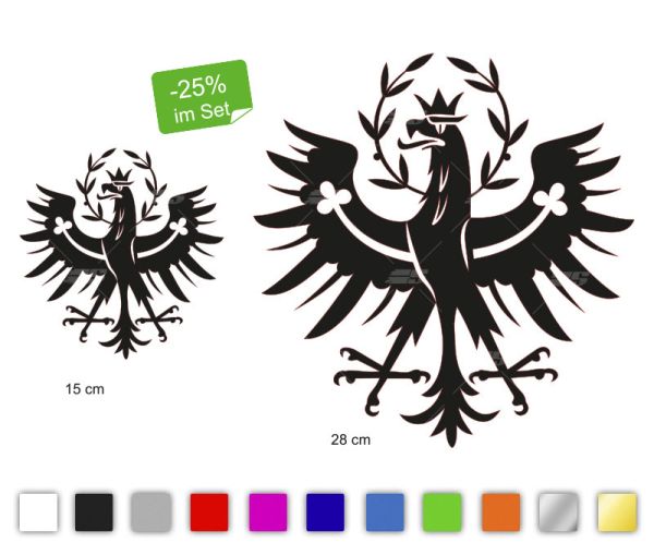 KFZ-Aufkleber SET GROSS Tiroler Adler Wunschfarbe konturgeschnitten